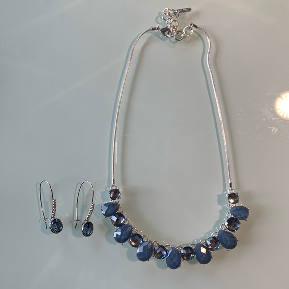 Blue and Silver Necklace and Earring Set - Picture 2 of 5